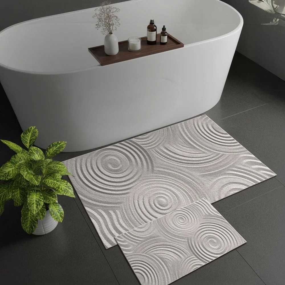 Set di tappetini per il bagno grigio chiaro 2 pz 60x100 cm – Foutastic
