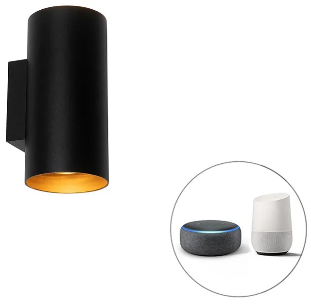 Lampada da parete intelligente nera con oro 2 luci incl. Wifi GU10 - Sab