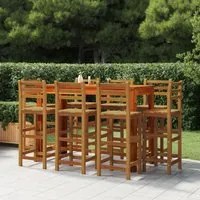 Set da Bar per Giardino 9 pz in Legno Massello di Acacia