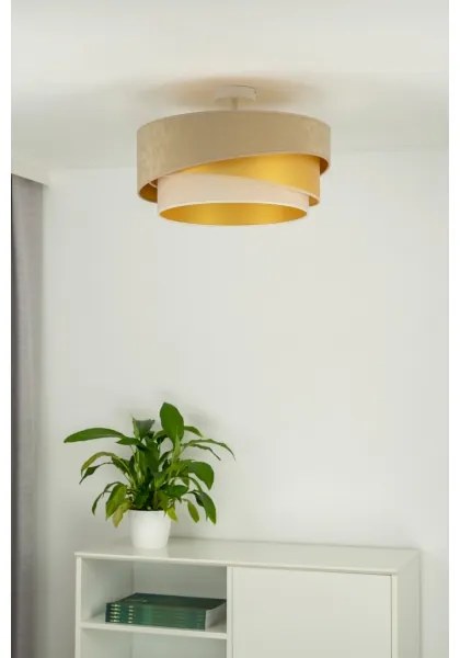 Duolla - Lampadario a plafone KOBO 1xE27/15W/230V diametro 45 cm beige/oro/color crema
