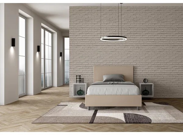 Letto una piazza e mezza senza rete imbottito 120x200 similpelle tortora Adele