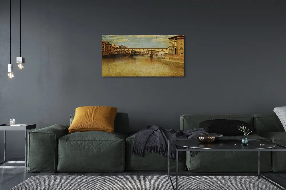 Quadro su tela Italia Bridges River Buildings 100x50 cm