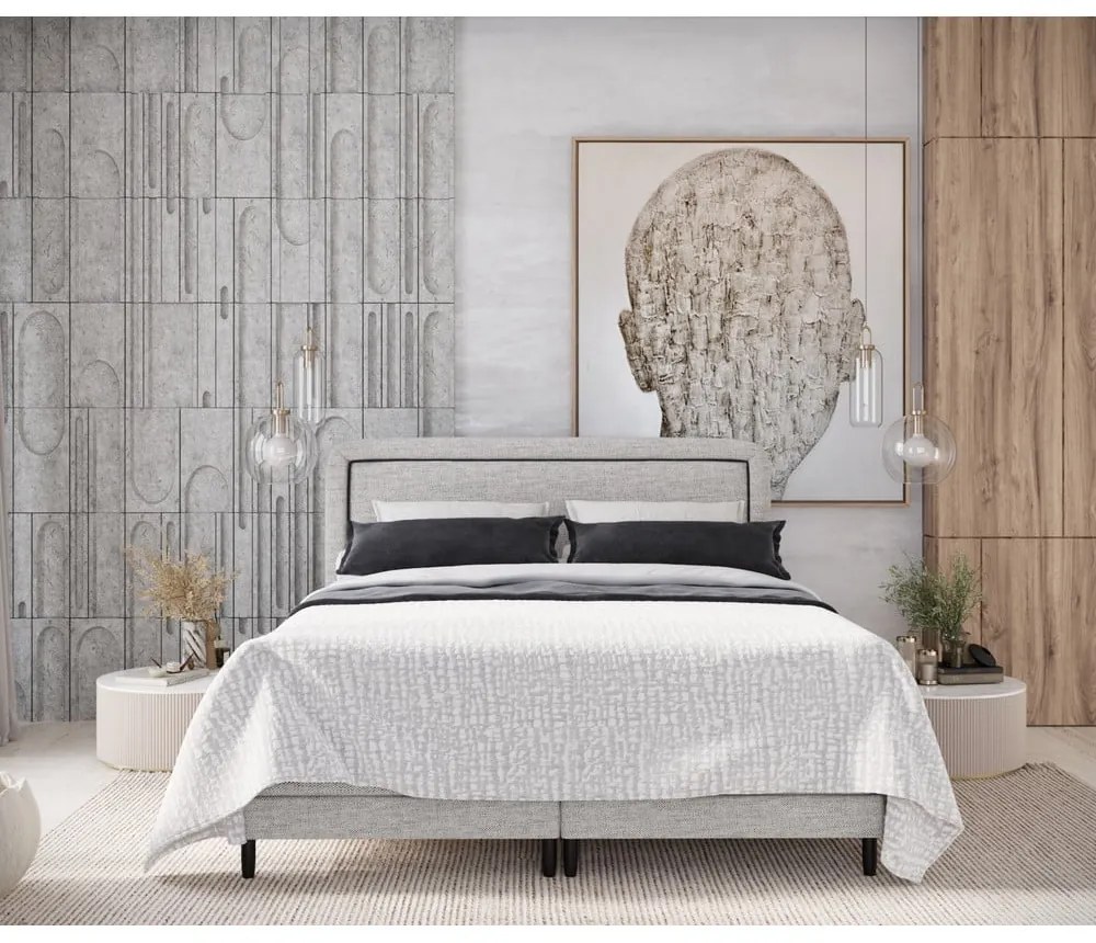Letto boxspring grigio chiaro 140x200 cm Dove - Maison de Rêve