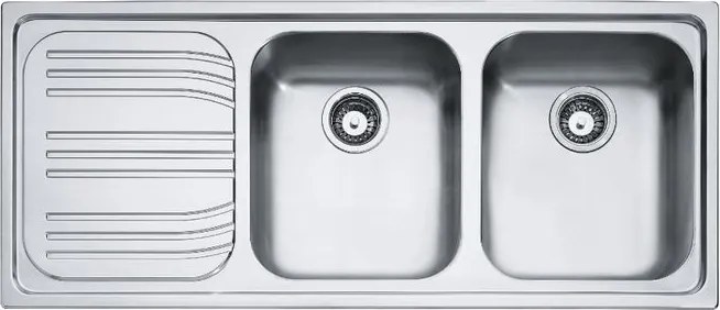 Lavello 2 vasche in inox argento FRANKE Radar RRX 621 L 50 x L 116 cm, sgocciolatoio a sinistra