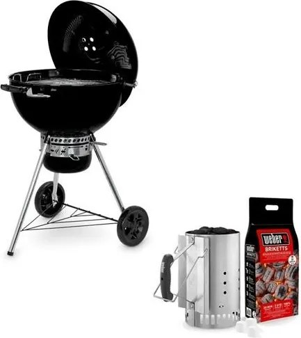 Weber - Barbecue a Carbone Master-Touch gbs E-5750 Nero + Set Ciminiera D'Accensione Rapidfire 17631