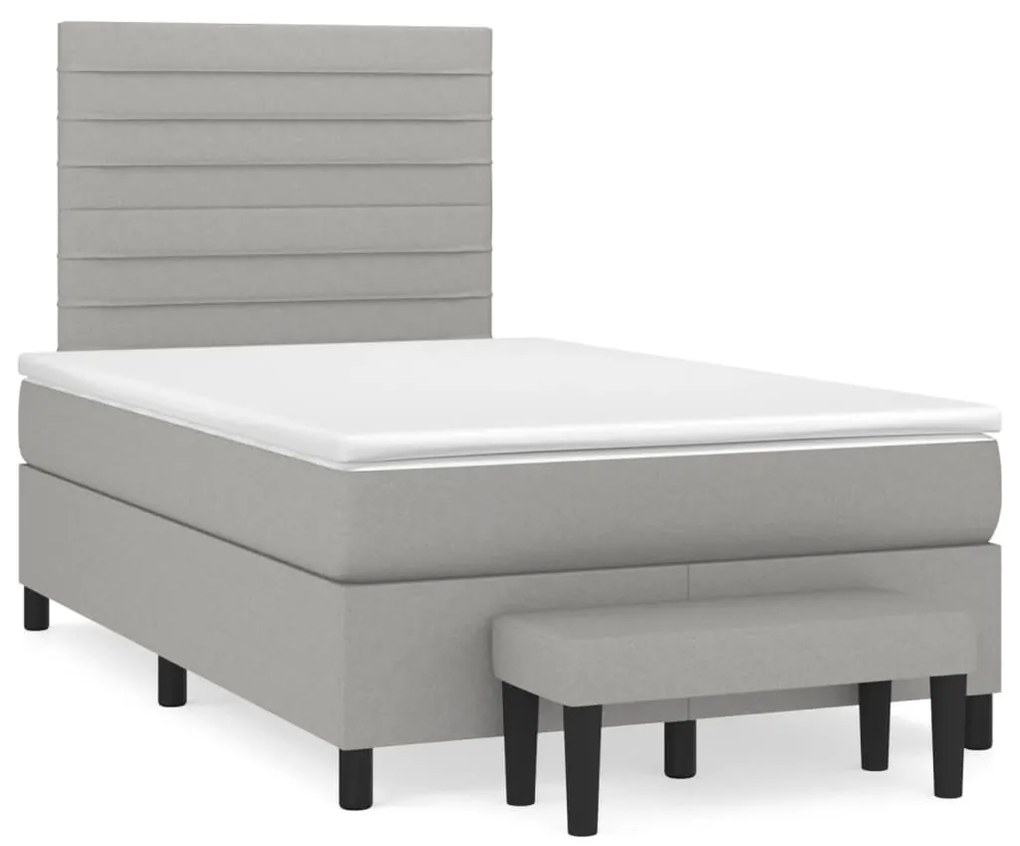 Giroletto A Molle Con Materasso Grigio Chiaro 120x190cm Tessuto /