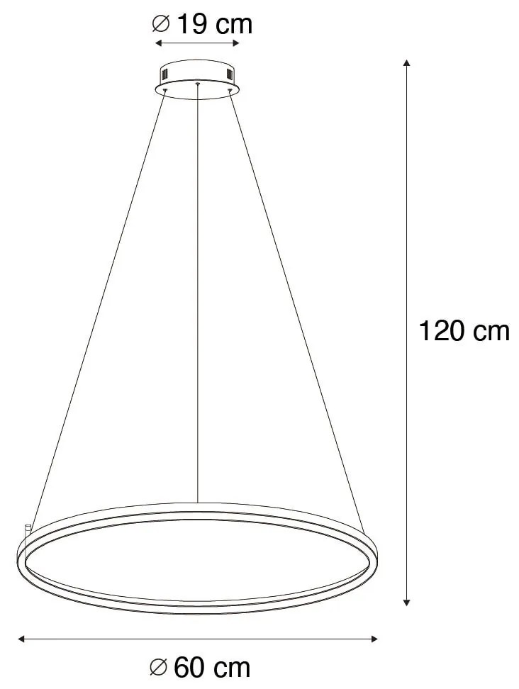 Lampada a sospensione intelligente nera 60 cm con LED e RGBW - Girello