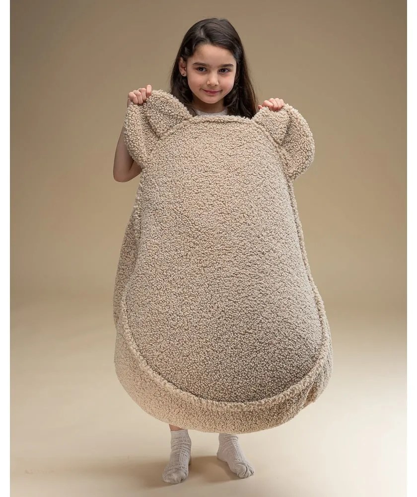 Pouf a sacco per bambini marrone chiaro con rivestimento in bouclé Bear – Wigiwama