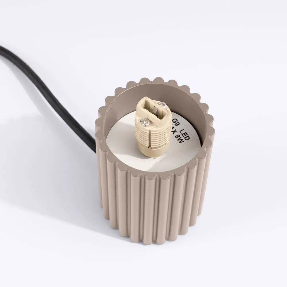 Lampada da tavolo grigio tortora con paralume in vetro (altezza totale 19 cm) Orbital – Sollux