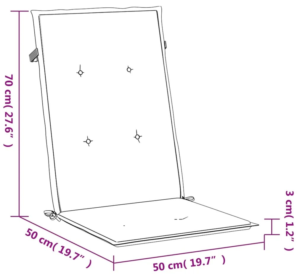 Cuscini per Sedie Alte 4 pz Tortora 120x50x3 cm in Tessuto