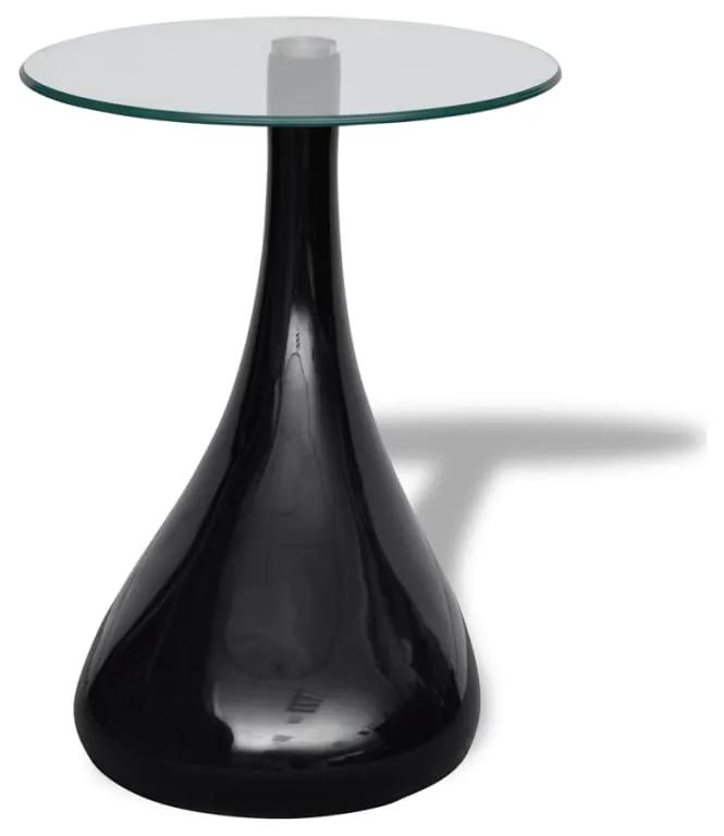 Tavolino da caffè con ripiano rotondo in vetro nero lucido