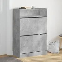 Scarpiera 2 Cassetti Ribaltabili Grigio Cemento 80x34x116 cm 3214409