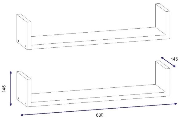 SET 2x mensola a muro IRIS 14,5x63 cm bianca