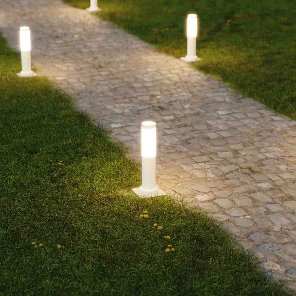 Paletto da Giardino 40cm acciaio inox BIANCO IK06 IP54 base E27