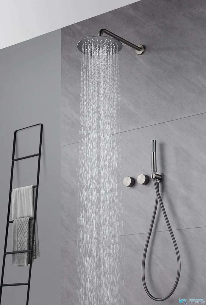 Sistema doccia da incasso ELITE EDITION BCS1343 in ottone, multigetto, in più finiture tra cui oro spazzolato e nero opaco — Grigio gunmetal