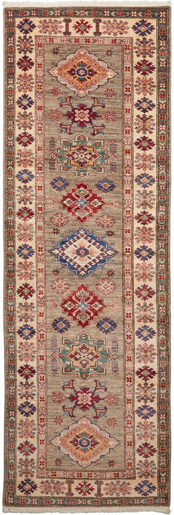 Kazak Tappeto orientale 80x260 Grigio (Pakistan) Annodato A Mano