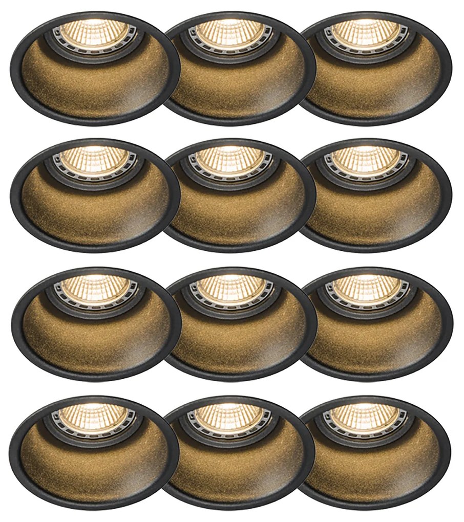 Set di 12 faretti a incasso moderni neri - Dept