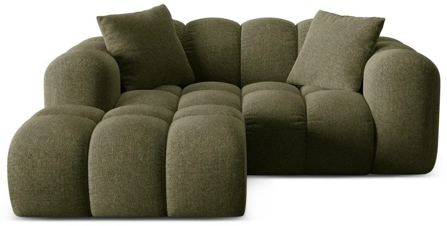 Divano angolare verde (con penisola a sinistra/con chaise lounge) con rivestimento in ciniglia Treno – Cosmopolitan Design