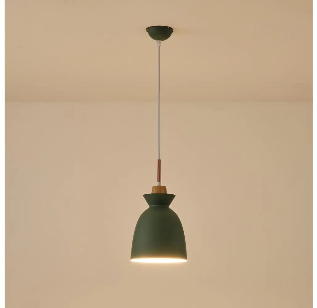 Lampadario a sospensione con filo 1xE27/15W/230V verde diametro 19,5 cm