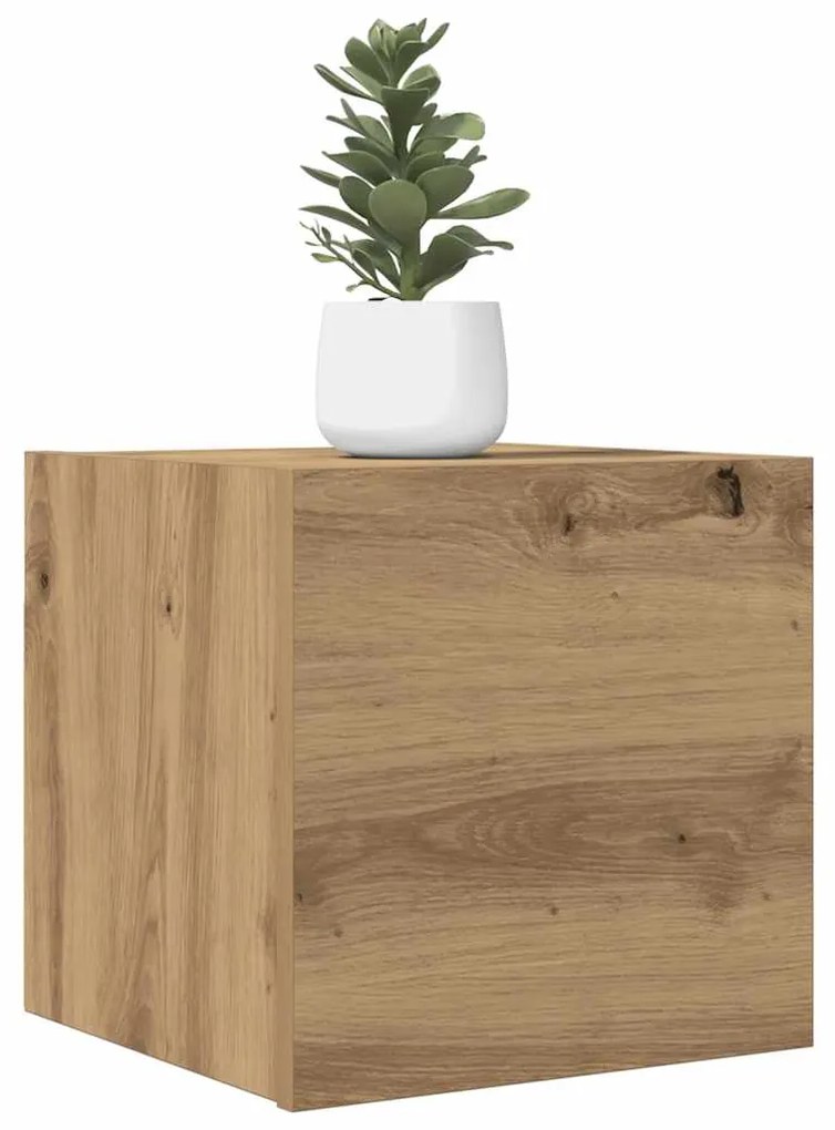 Armadietto Tv Montato A Parete Rovere Artigianale 30,5x30x30 Cm /