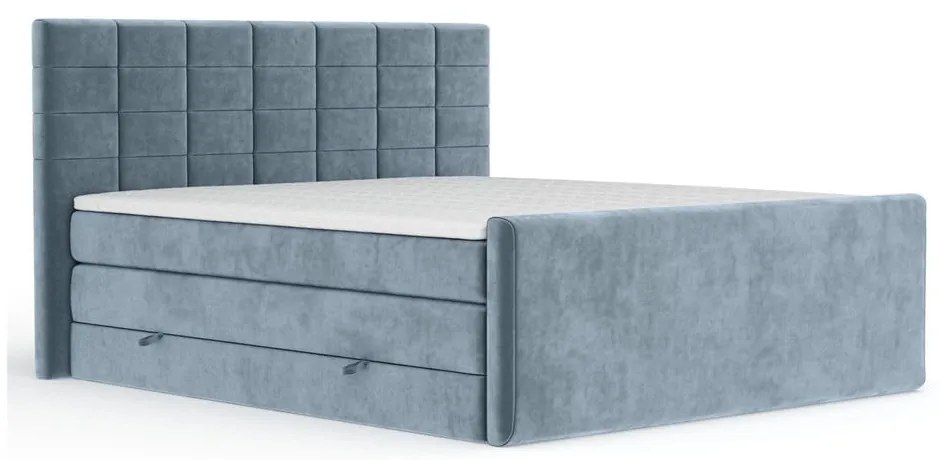 Letto boxspring blu con contenitore 140x200 cm Ava – Maison de Rêve