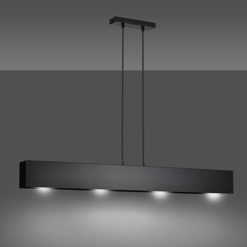 Lampadario Moderno 4 Luci Hachiman In Acciaio Nero