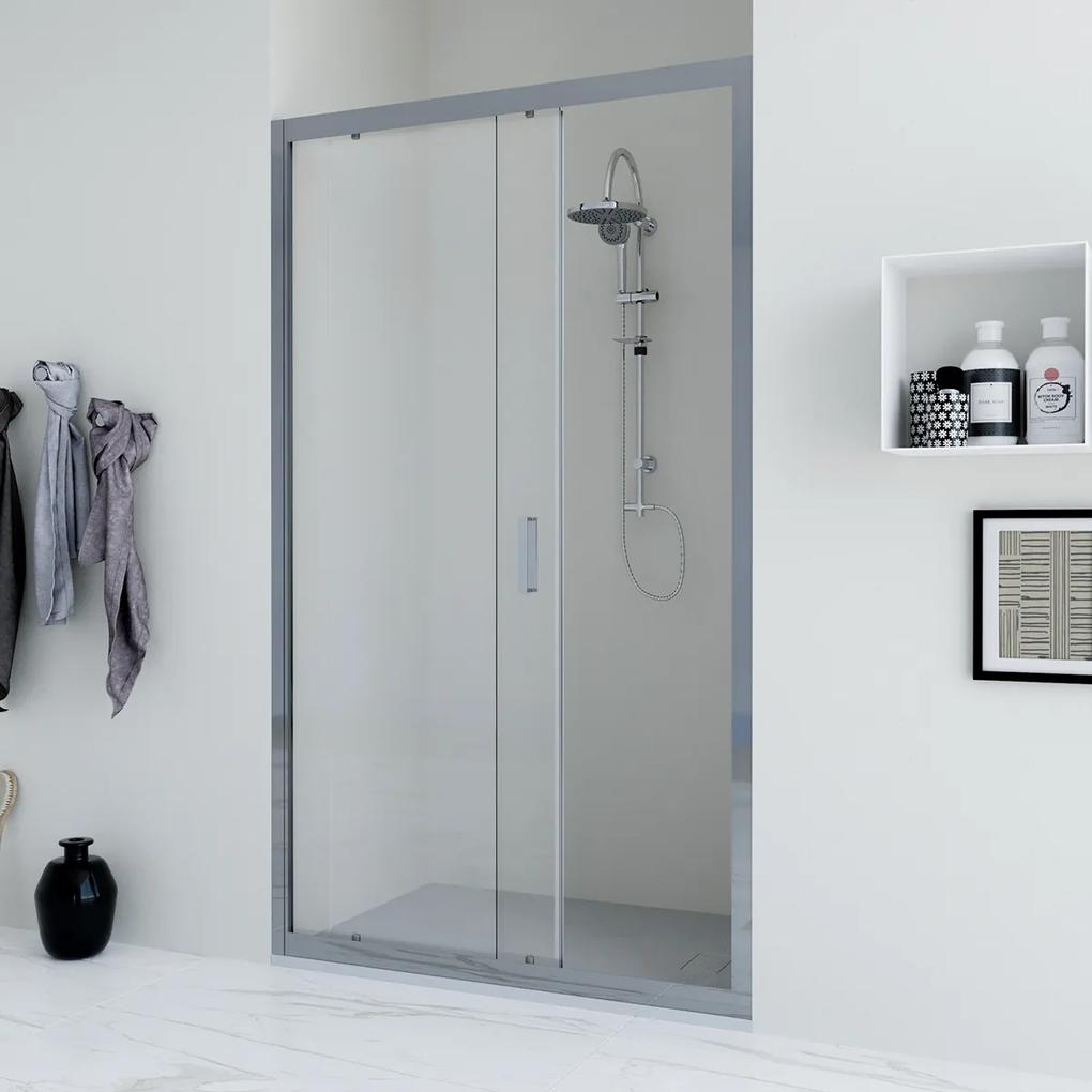 Porta doccia scorrevole 120 cm trasparente Faggio