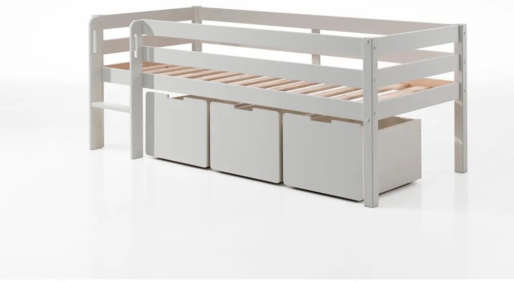 Cassetti bianchi sotto il letto dei bambini 3 pezzi Pino - Vipack