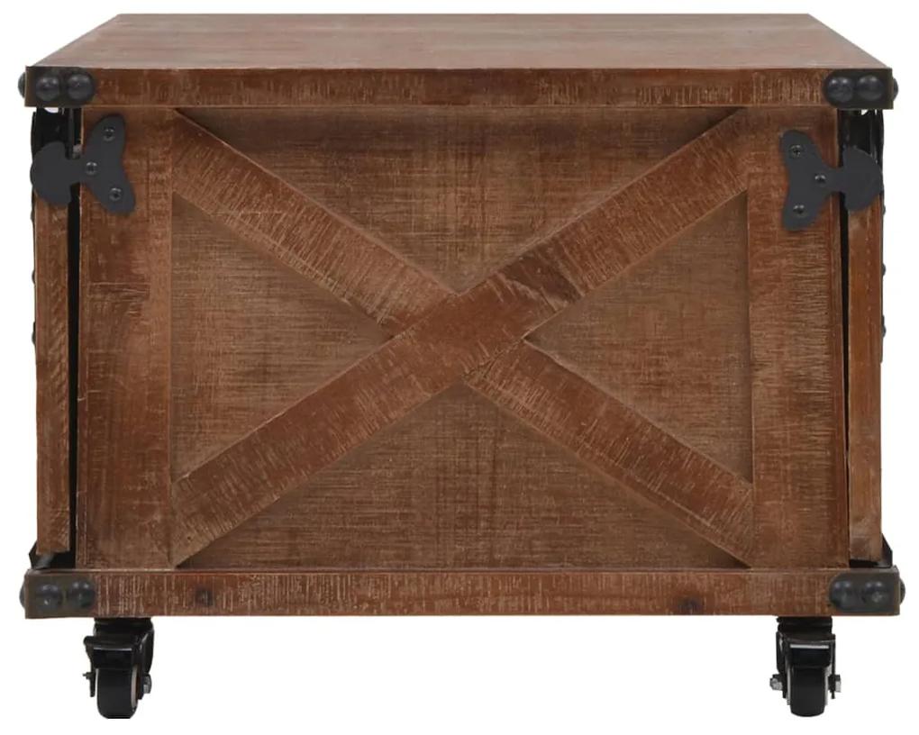 Tavolino da caffè in legno massello di abete 91x51x38cm marrone