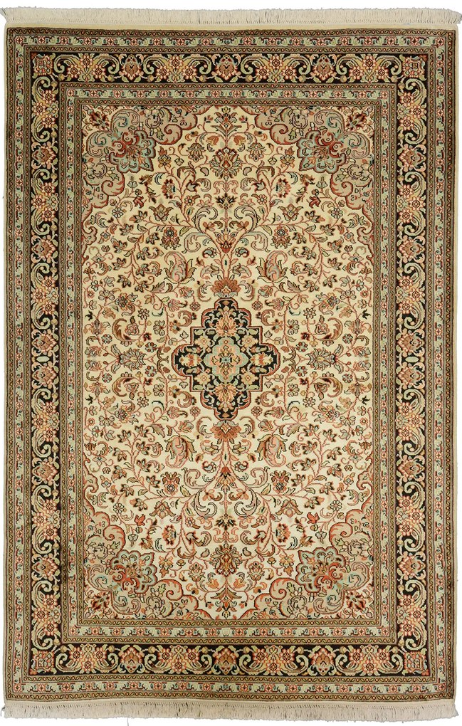 Cashmere Silk Tappeto orientale 190x130 Beige (Indian) Annodato A Mano