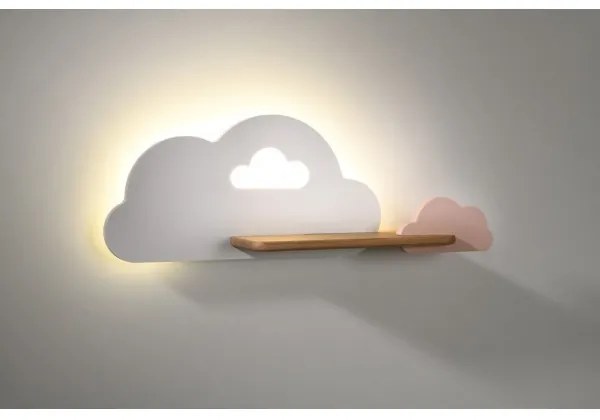 Applique LED per bambini con mensola CLOUD LED/5W/230V bianco/rosa
