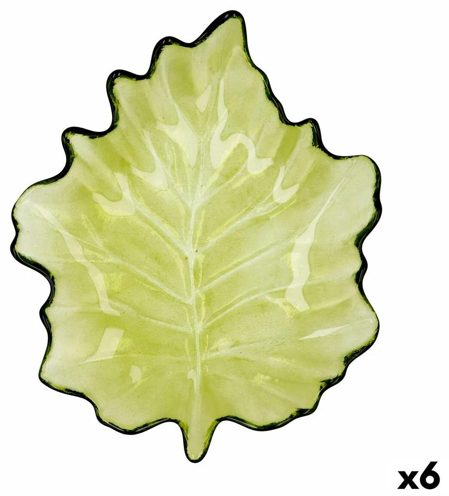 Vassoio per aperitivi Quid Foglio Verde Vetro (22 x 18 cm) (Pack 6x)