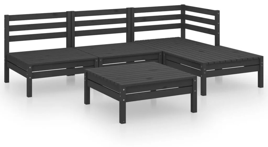 Set salotto da giardino 5 pz in legno massello di pino nero