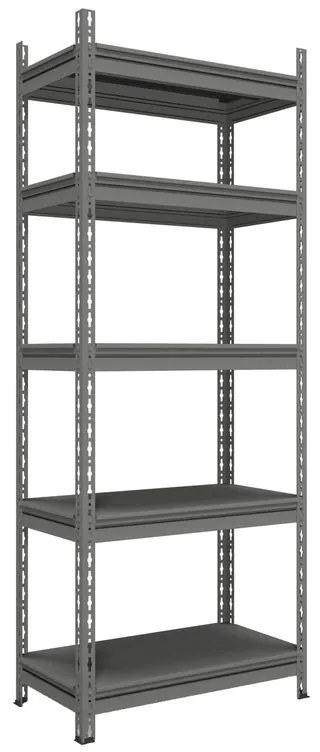 Scaffale in kit 5 ripiani L 100 x P 30 x H 200 cm grigio, portata per ripiano 220 kg