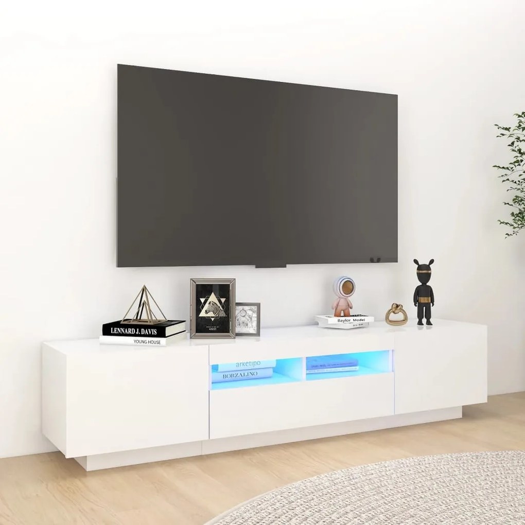 Mobile Porta Tv Con Luci Led Bianco 180x35x40 Cm /