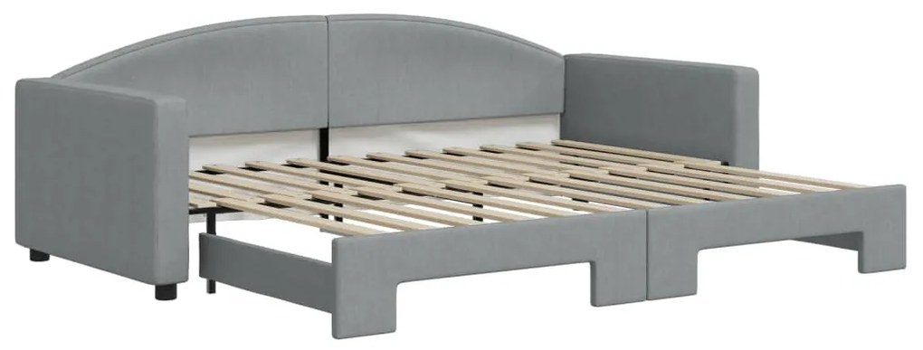 Divano letto con letto estraibile grigio chiaro 90x200 tessuto