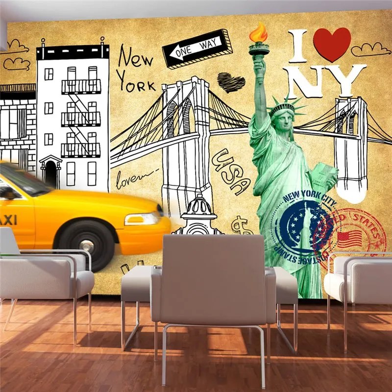 Fotomurale  One way  New York  Colore Verde, Dimensioni e Misure 350x245