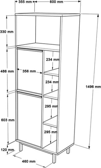 Colonna Da Bagno Multiuso Con Vani A Giorno Ed Ante 60x36x160 Ocean Rafia