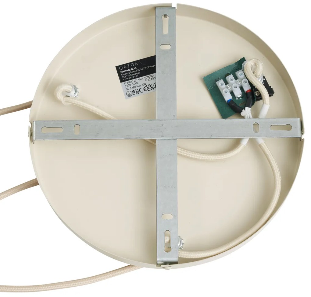 Lampada a sospensione retrò beige con vetro satinato 3 luci - Fedde