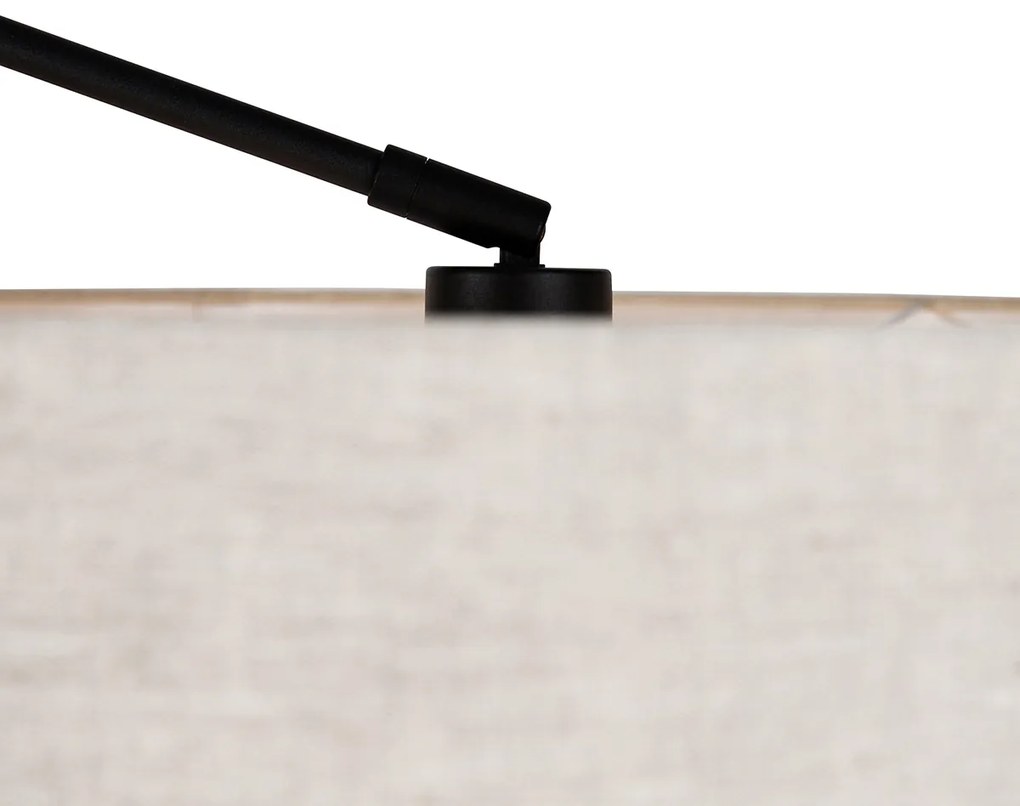 Lampada da terra nera con paralume grigio chiaro 50 cm regolabile - Editor