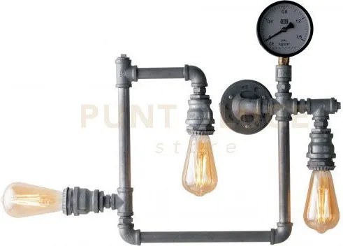 Plafoniera amarcord zincata 3 luci attacco e27 48x9,5x44cm