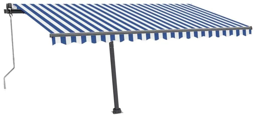 Tenda Automatica con Sensore Vento e LED 400x300 cm Blu Bianca