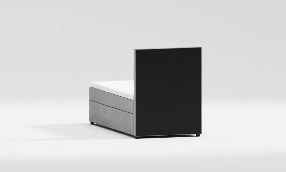 Letto singolo imbottito con contenitore grigio chiaro con materasso e topper inclusi 80x200 cm Lena – Ropez