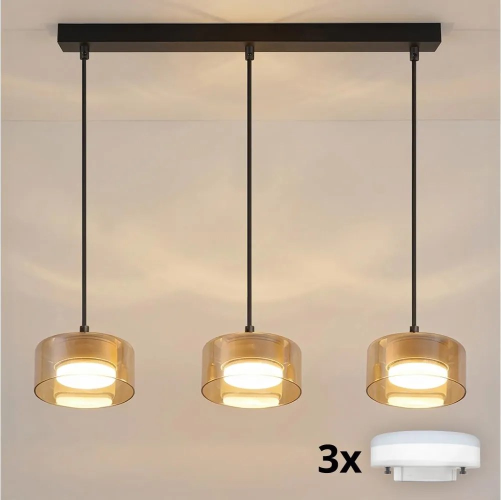 Brilagi - LED Lampadario a sospensione con cavo AURA LUX 3xGX53/30W/230V nero/oro