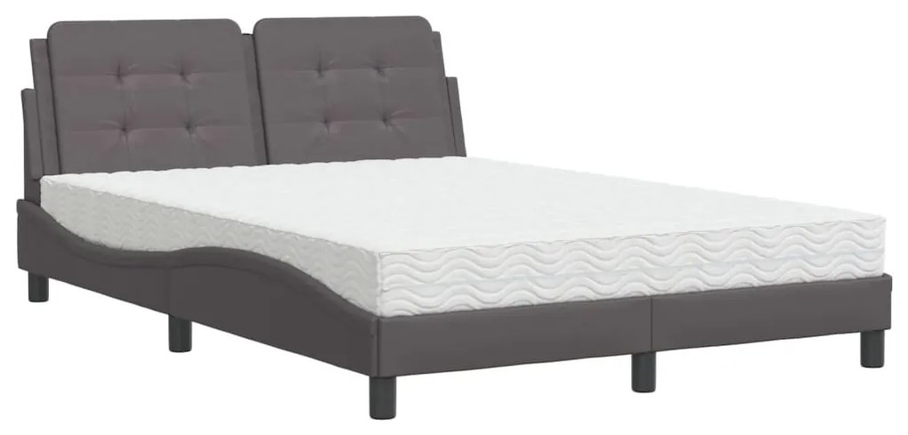 Letto con materasso grigio 140x190 cm in similpelle