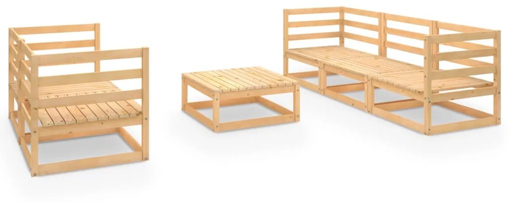 Set divani da giardino 6 pz in legno massello di pino