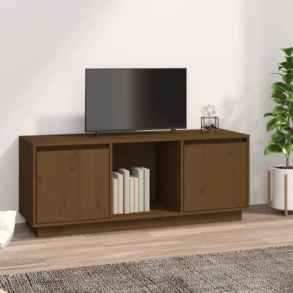 Mobile Porta Tv Ambra 110,5x35x44 Cm İn Legno Massello Di Pino /