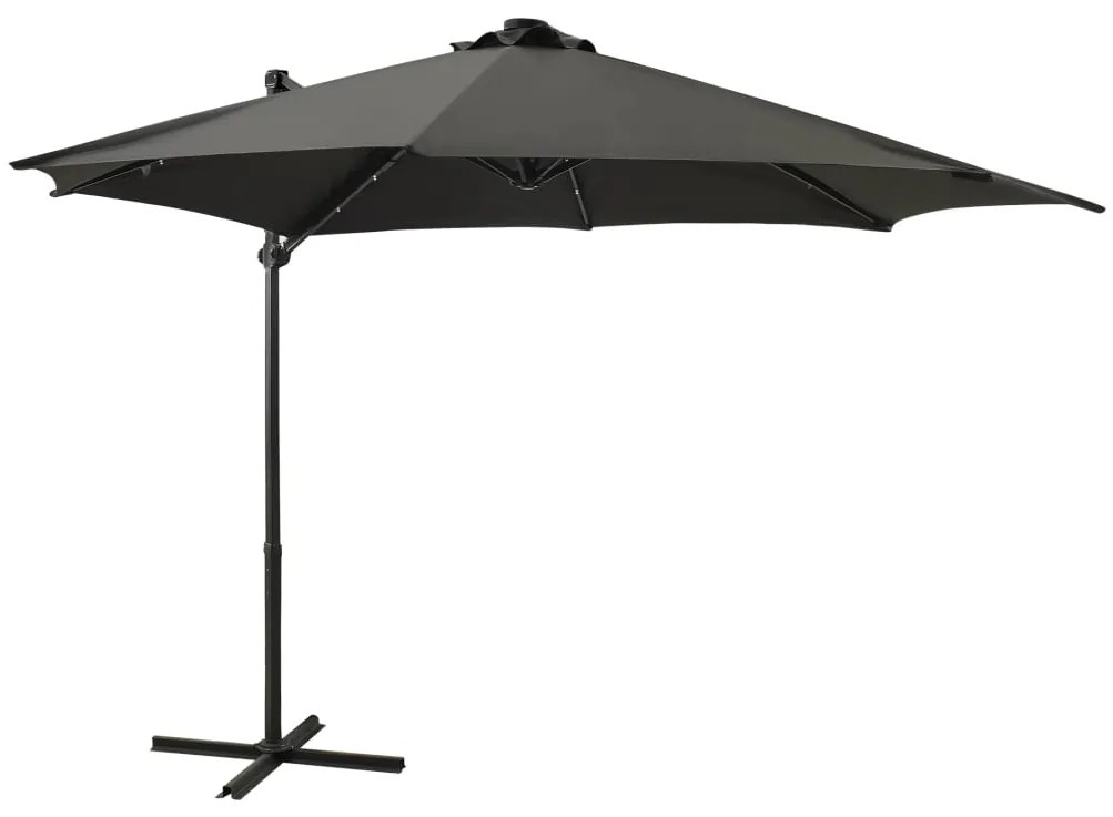 Ombrellone A Sbalzo Con Palo E Luci A Led Antracite 300 Cm /