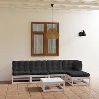 Set Divani da Giardino 6 pz con Cuscini Legno Massello di Pino 3076570