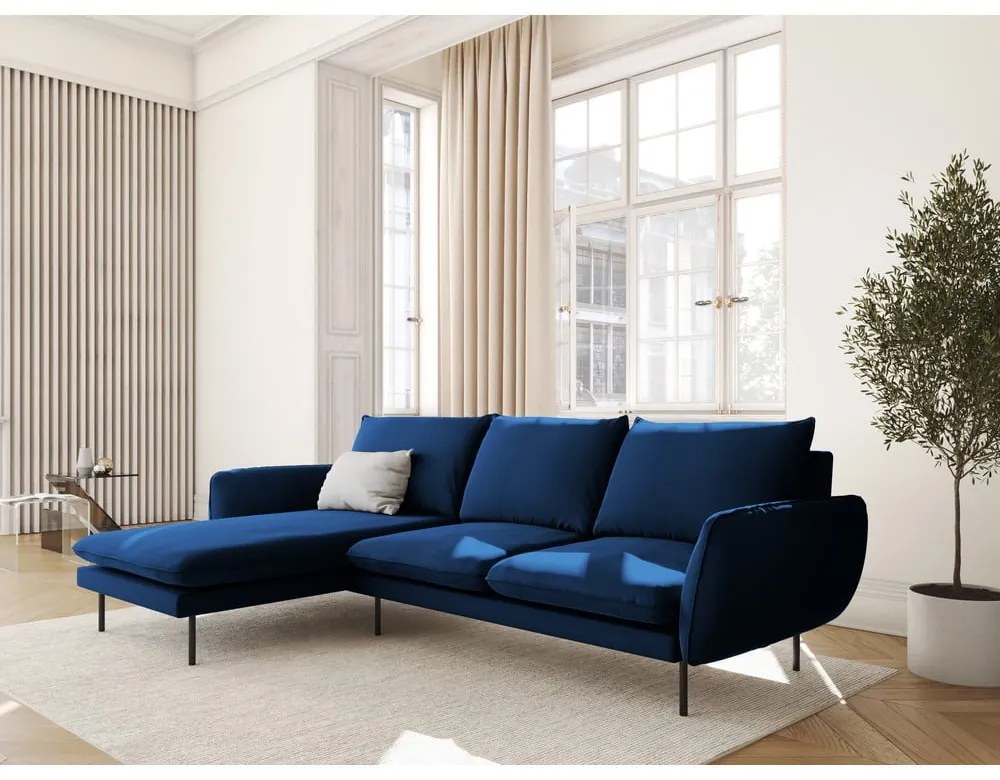 Divano angolare in velluto blu (angolo sinistro) Vienna - Cosmopolitan Design